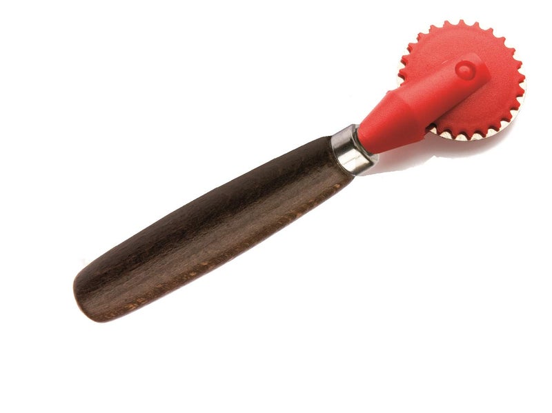 Tredoni 1.6" Dough/Ravioli Stamp Cutter & Sealer Wheel - 4cm Pastry/Pasta Maker, Wooden Handle - Image 1